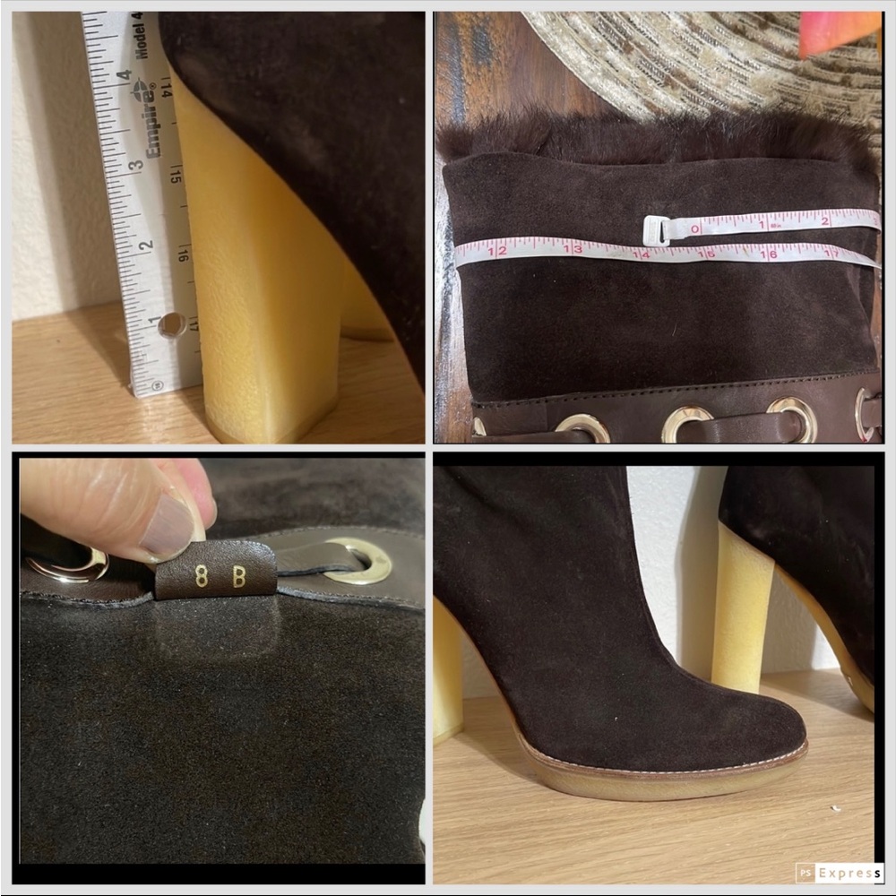 GUCCI💥NOW ON TREND❗️💥Rare Super Luxurious Mink lining tall dark brown EUC size 8 - Picture 8 of 16